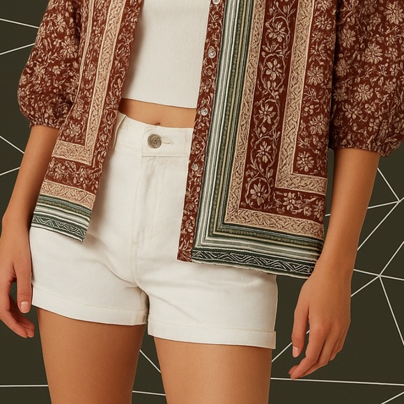 🌺👚Free People Border Batik Buttondown Top Blouse – S 8 10 2025 Trendy - Picture 2 of 14